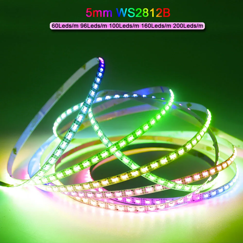 5mm Ultra-Narrow WS2812B RGBIC LED Strip 2020SMD WS2812 60/100/120/160/200Leds/m Individually Addressable IC Light Tape DC5V