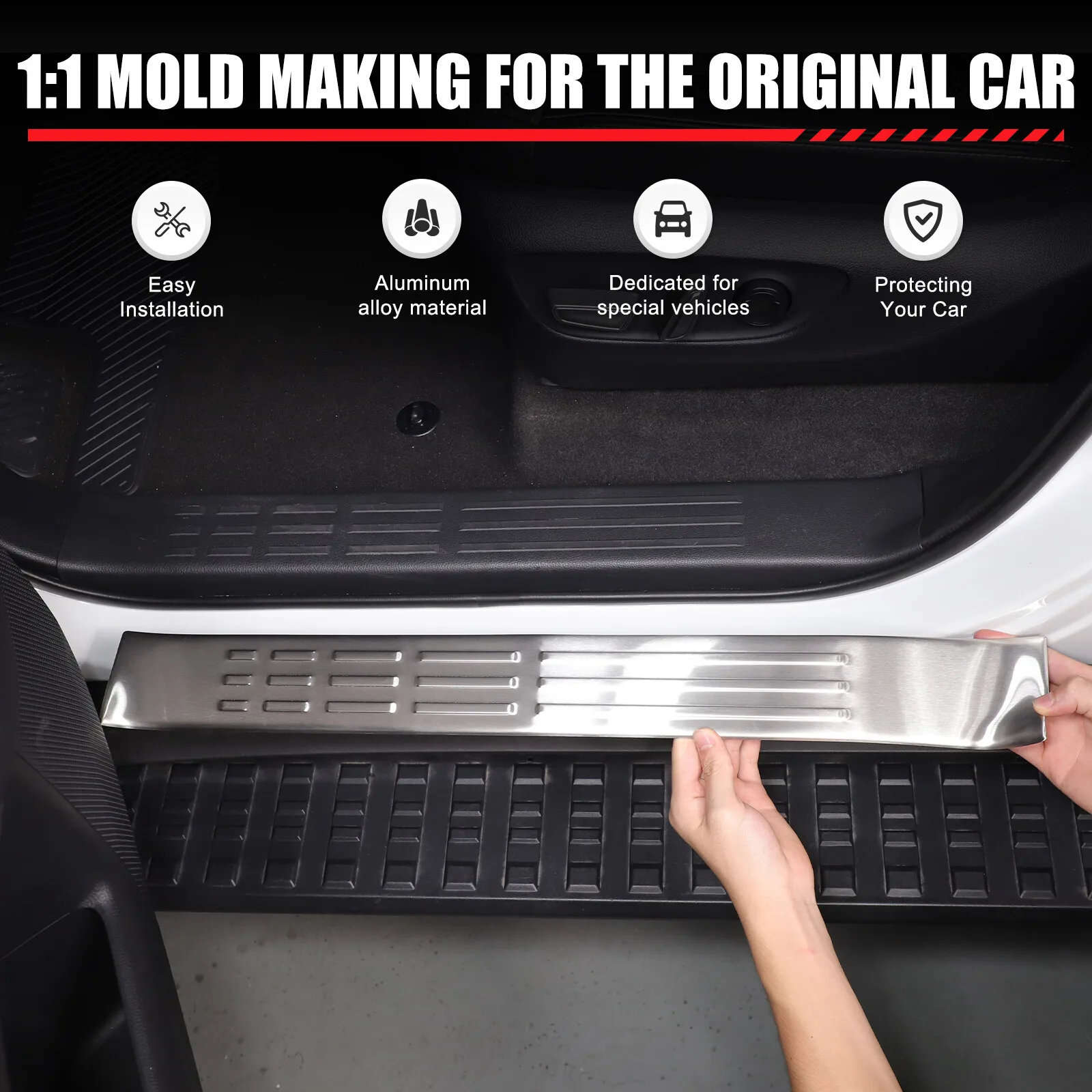 

Для Toyota Land Cruiser Prado LC250 2024-2025 накладка на порог автомобиля, защита педали приветствия, нержавеющий черный/серебристый гарнир