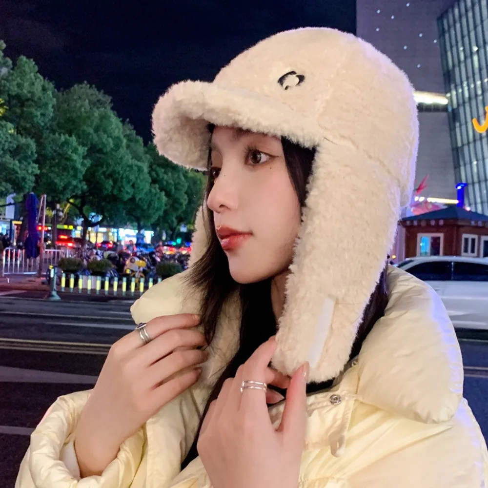

Trendy Thickened Ear Protection Hat Plush Windproof Pilot Cap Warm Cashmere Hat Winter Outdoor Warmth Accessories