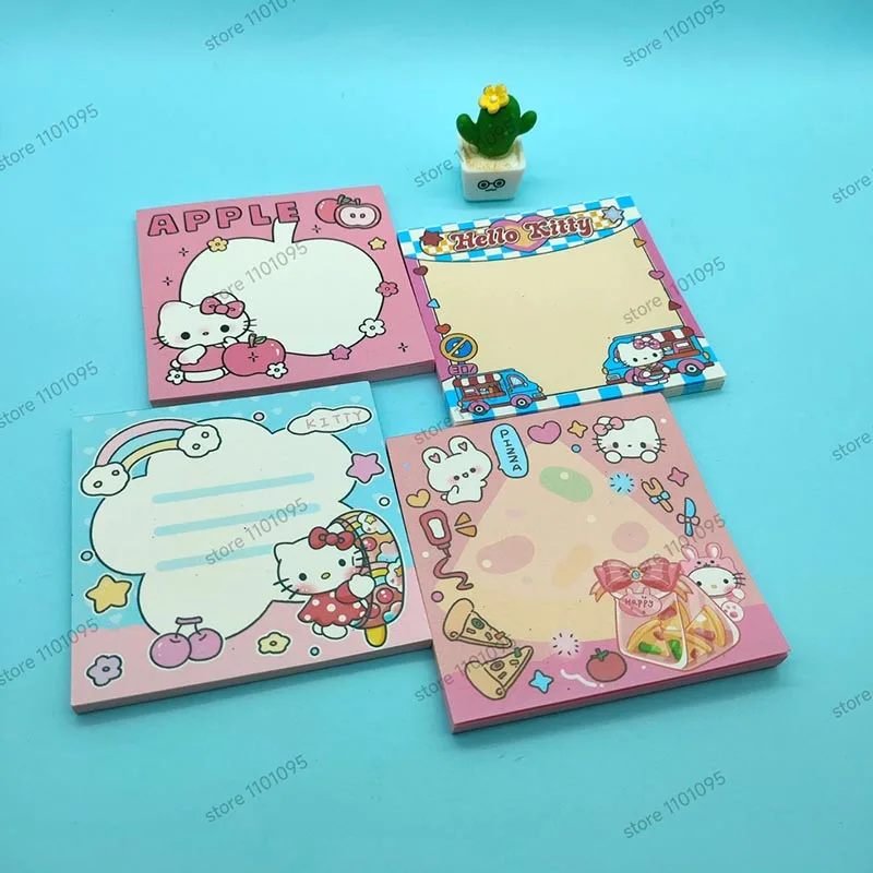 4pcs/lot Hello Kitty Memo Pads Kawaii Sanrio Sticky Notes N Times Stationery Notepad Post Office School Supplies Kids Gift