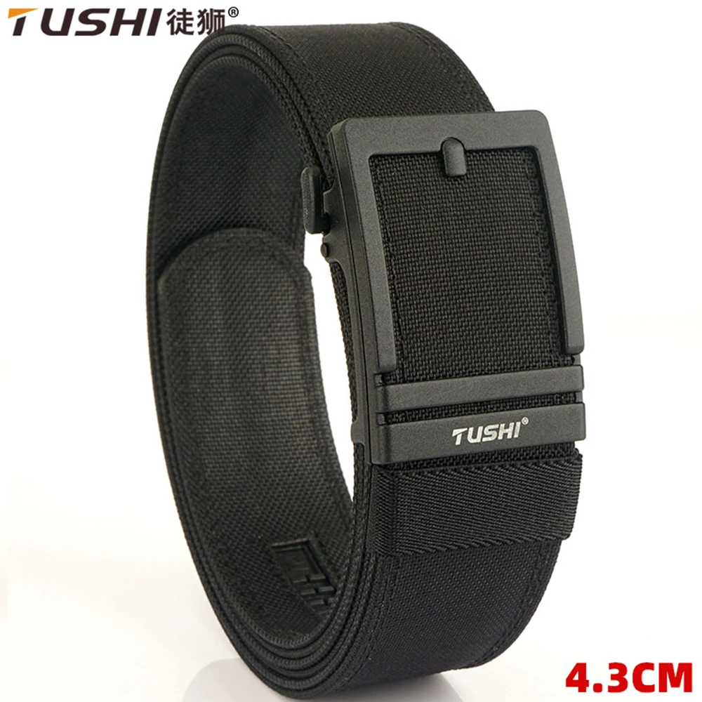 

TUSHI Military 4.3cm Belt For Men Sturdy Nylon Metal Automatic Buckle Police Duty Belt Tactical Outdoor Girdle IPSC Accessories