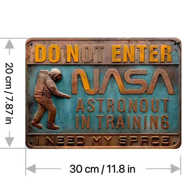 Vintage Tiki-Inspired NASA Astronaut in Training - A 3D Embossed  for Christmas & New Year's Decor,Ideal for Home, Bedroom, Cafe