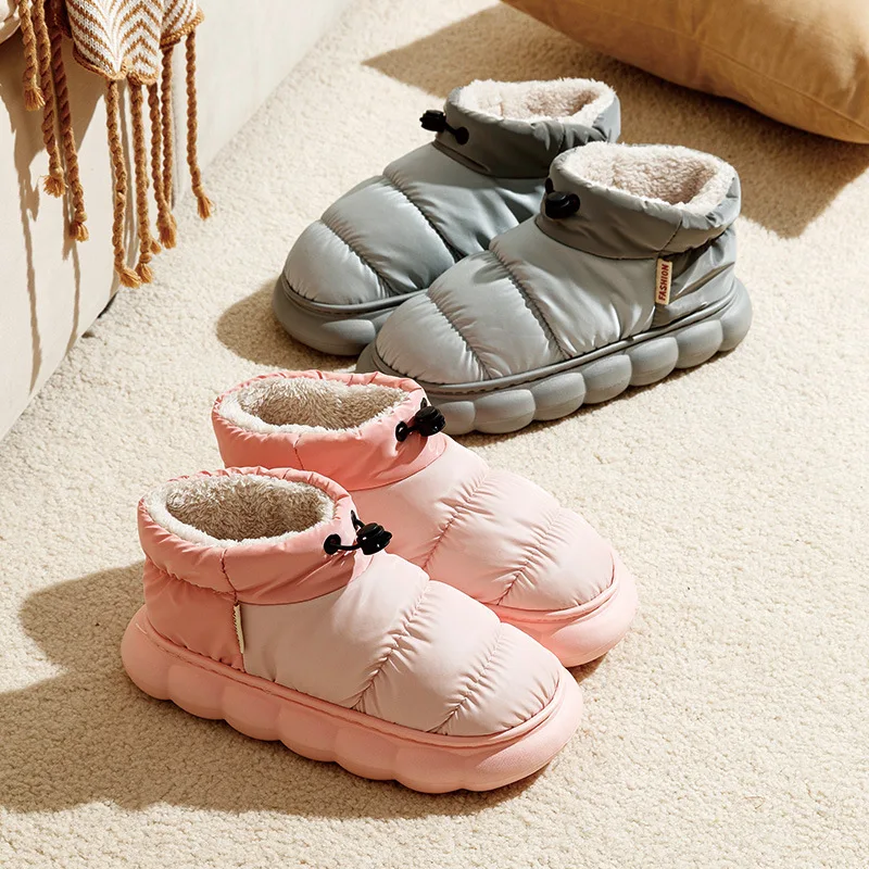 

Warm Indoor Cotton Slippers Soft Bottom Padded Heel Women's Home Use Outdoor Wearable Autumn Winter Couple Anti-Water Shoes