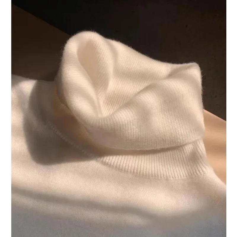 

Elegant autumn and winter 100% pure cashmere sweater women's high school lapel loose pullover sweater knitted wool base layer