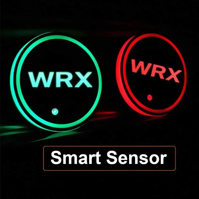 LED Car Coaster Light for Subaru WRX Logo Outback Legacy Forester Impreza Auto Water Cup Holder Mat Ambient Lamp Decoration