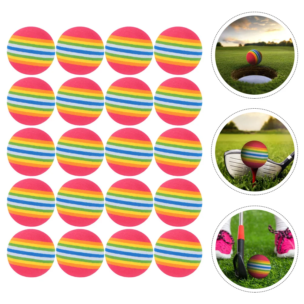 20pcs 42mm Golfs Rainbow Ball EVA Golfs Ball Golfs Training Stretchy Balls