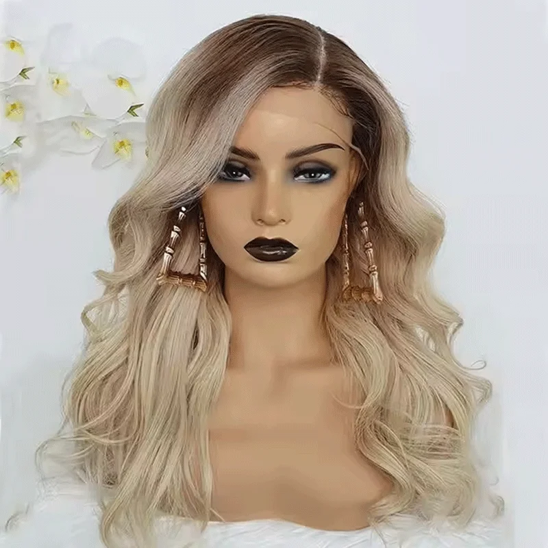 Natural Synthetic Wig lace Front Wig Blonde Color Body wave HD full lace wig Hight Density Preplucked For Women Daily Party Use