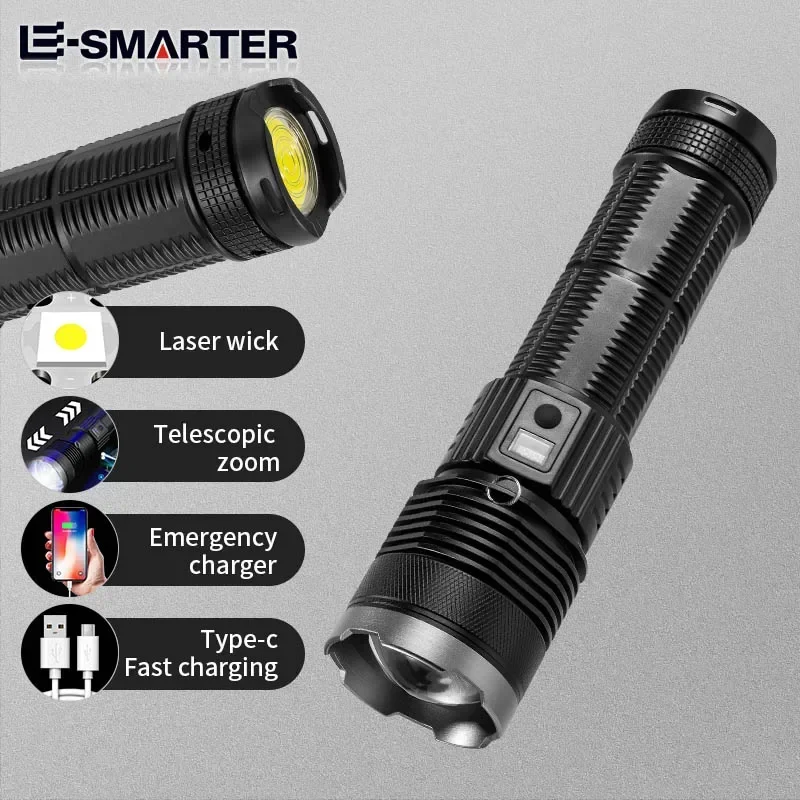 High Power Upgrade Laser LED Flashlight USB Charging Zoom Aluminum Alloy Leadership Torch Best Camping Outdoor