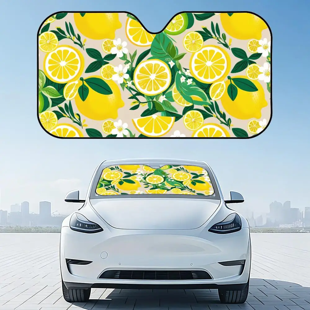 

Солнцезащитный козырек с рисунком лимона, многоразовый, из алюминиевой фольги, для лобового стекла автомобиля, защита от УФ-излучения, теплоизоляционный чехол-накидка