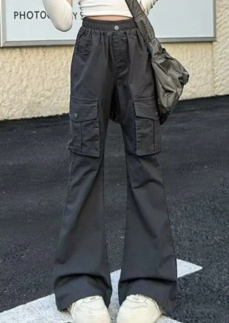 Girls' Micro Flare Cargo Pants 5-12 Years Spring Autumn 2026 New Stylish Casual Long Pants Trendy Kids' Stretchy Trousers