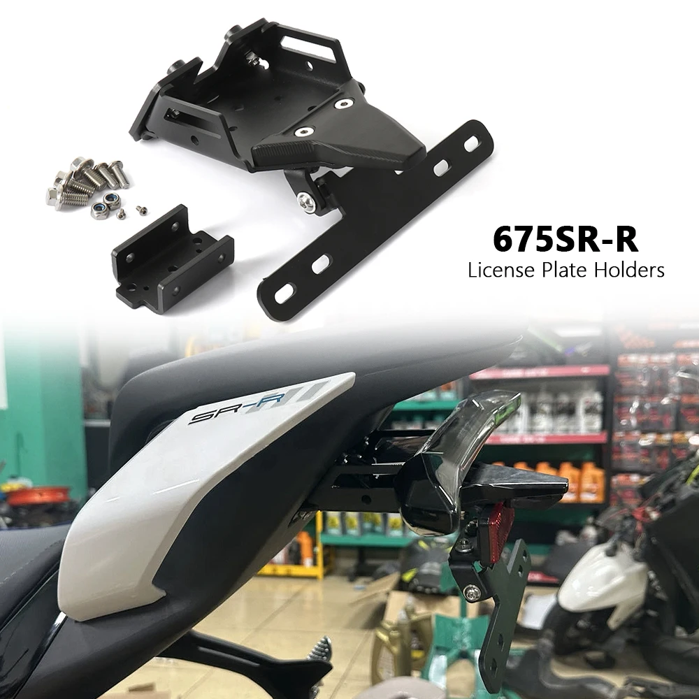 

Motorcycle License Plate Bracket Taillight Fixed Folding Number Plate Light Mount For CFMOTO 675SR-R 675SRR 675SR R