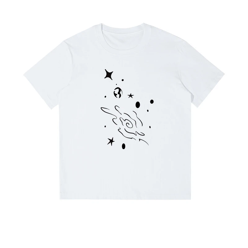 

Summer Trend American Printed T-Shirt Mens Crew Neck Galaxy Graffiti Short Sleeve Casual Womens T-Shirt