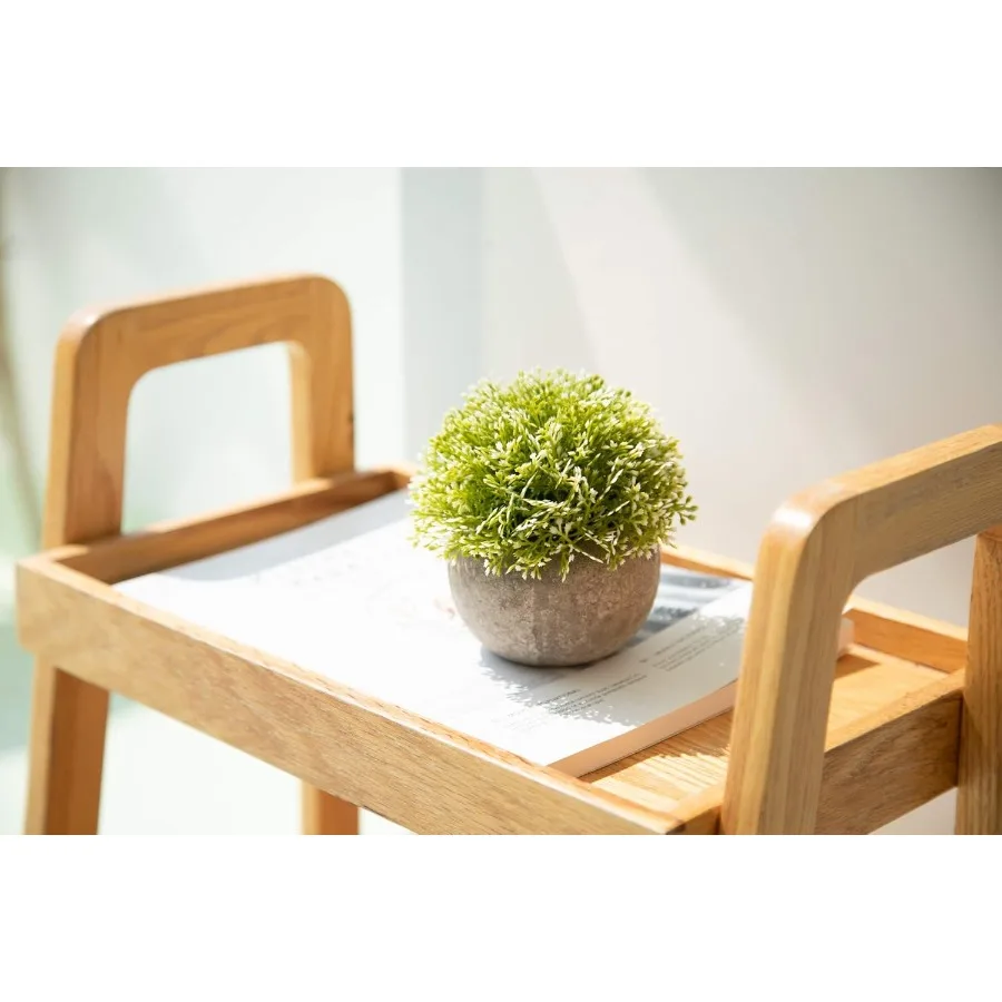 Weißes Mini-Kunstpflanzen-Topiary-Kugeltopf-Set, Magnolienblumen, Cottagre Dr. Zimmerpflanzenregal, Heimbüro, kleiner Schreibtisch, Dration