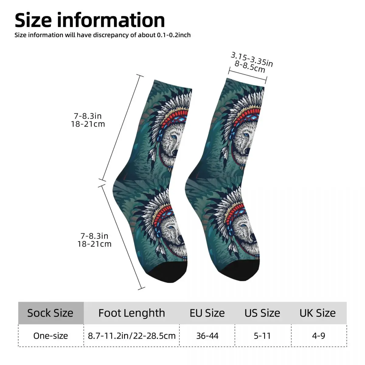 Happy Men's Socks Alpha Wolf Vintage Harajuku Street Style Novelty Pattern Crew Crazy Sock Gift Printed