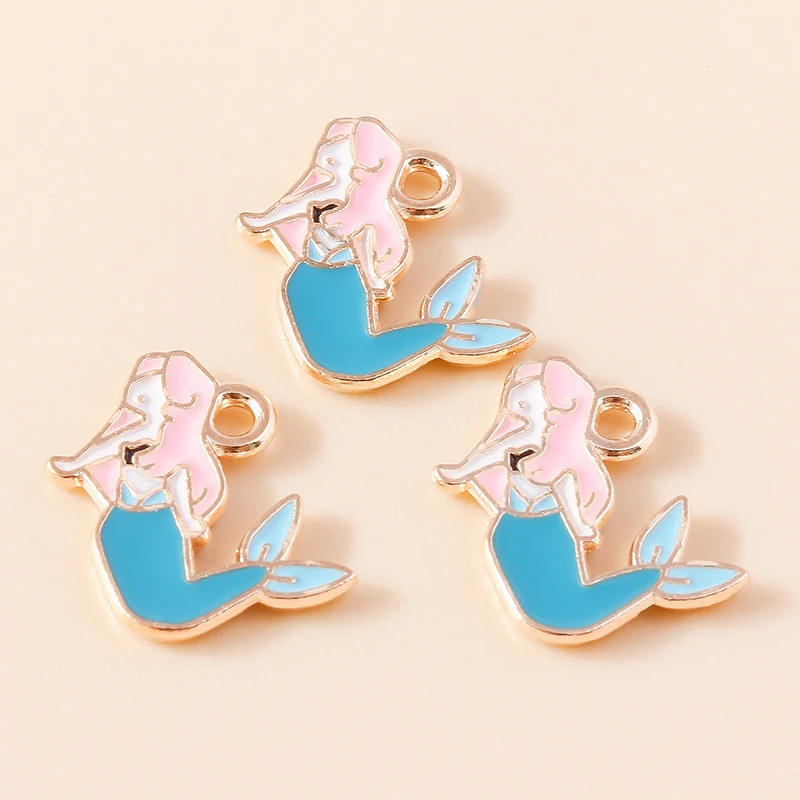 Leslie 10 teile/los Emaille Marine Leben Nette Fischschwanz Meerjungfrau Charms Anhänger für Halskette Ohrringe DIY Schmuck Machen Zubehör – Detail 6