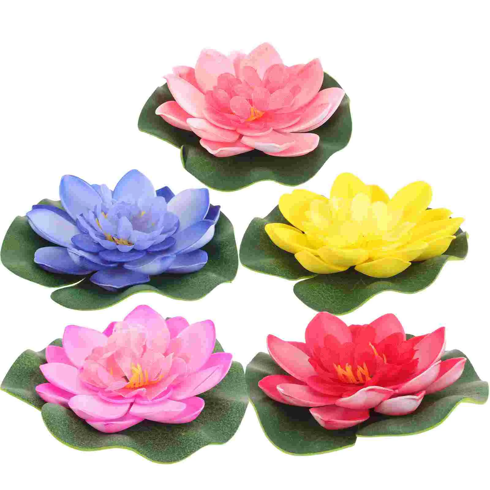 

5Pcs Artificial Floating Water Lily EVA Lotus Flower Pond Decor 10cm (Red/Yellow/Blue/Pink/Light Pink)