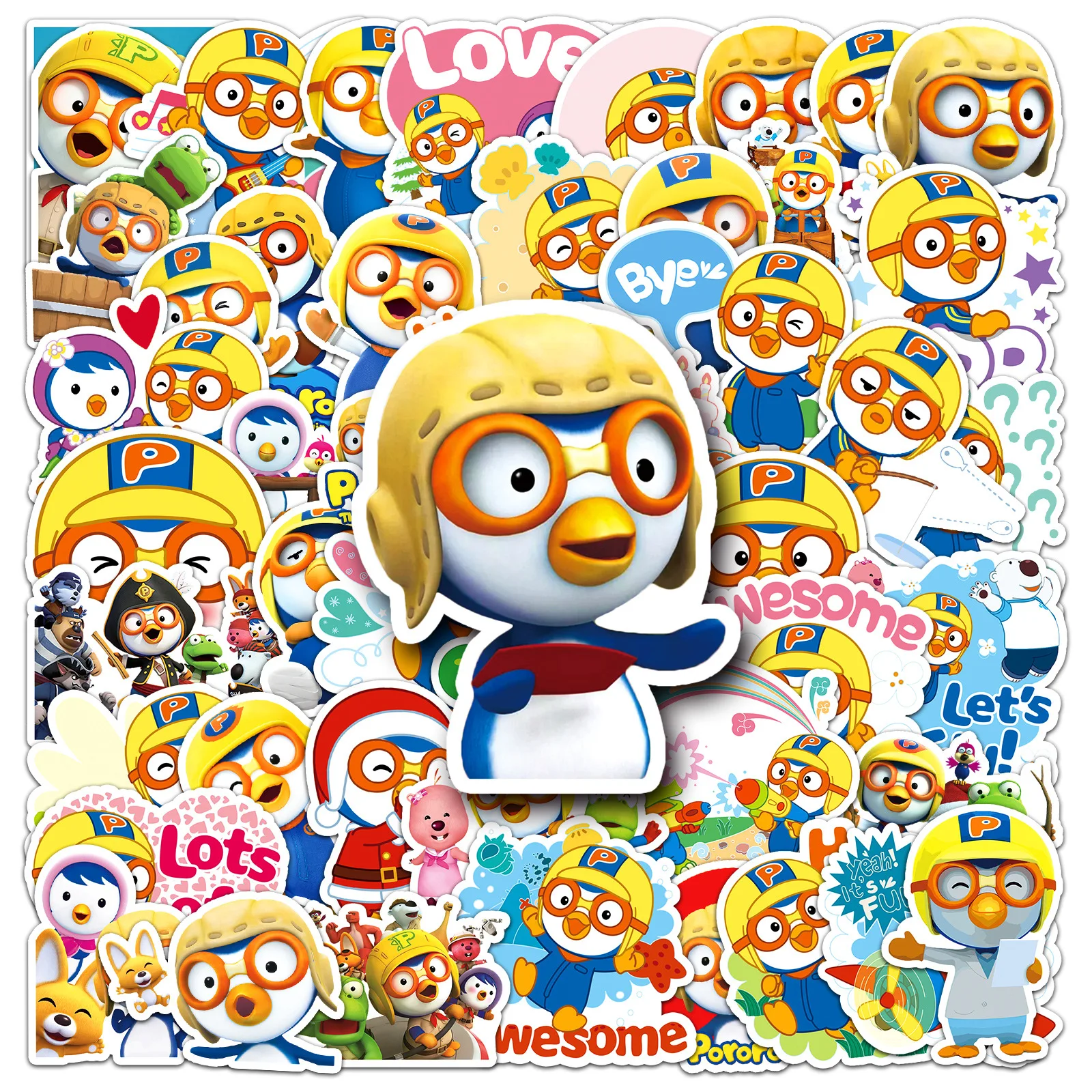 50Pcs Cute Pororo Stickers Penguin Stickers Decals For Phone Laptop Suitcase Notebook Skateboard Waterproof Stickers