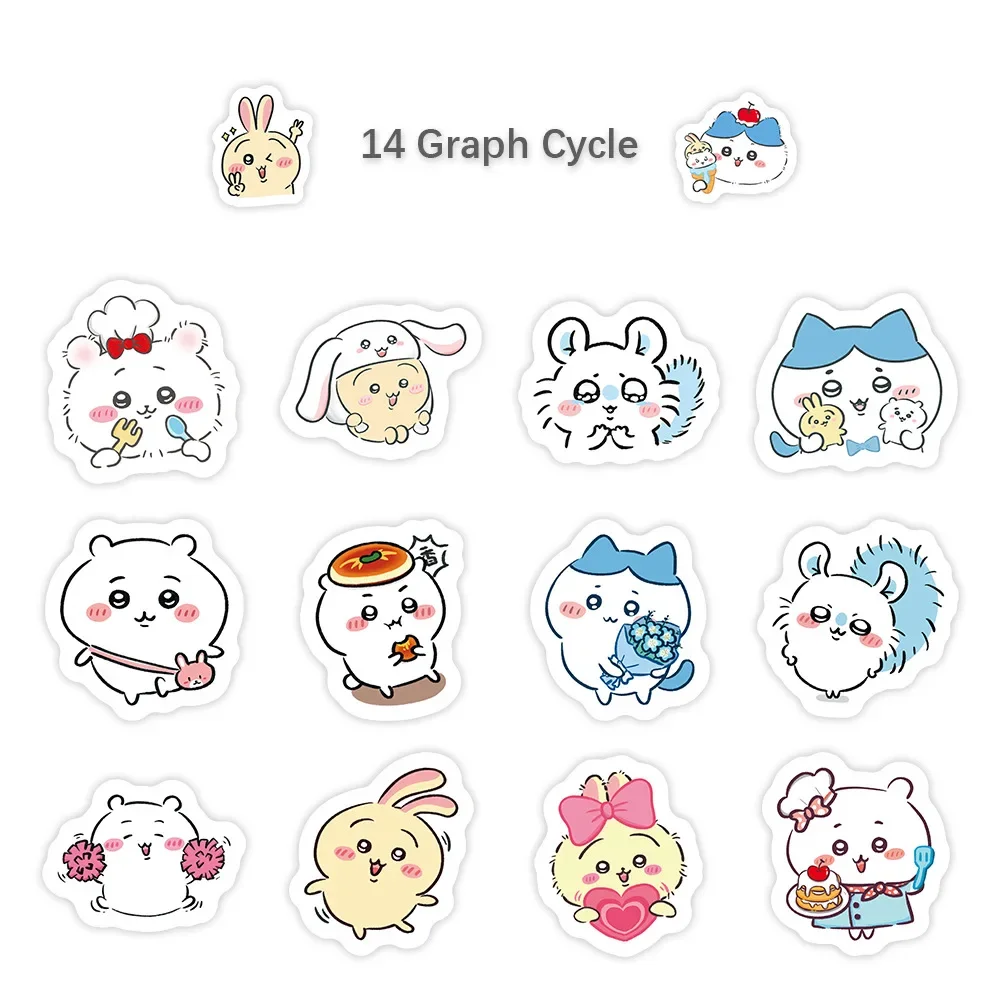 500 Decals with 14 Sheets for Cycling Hachiware Usagi sticker Chiikawa Roll-On Decal Phone Case Instant Skateboard