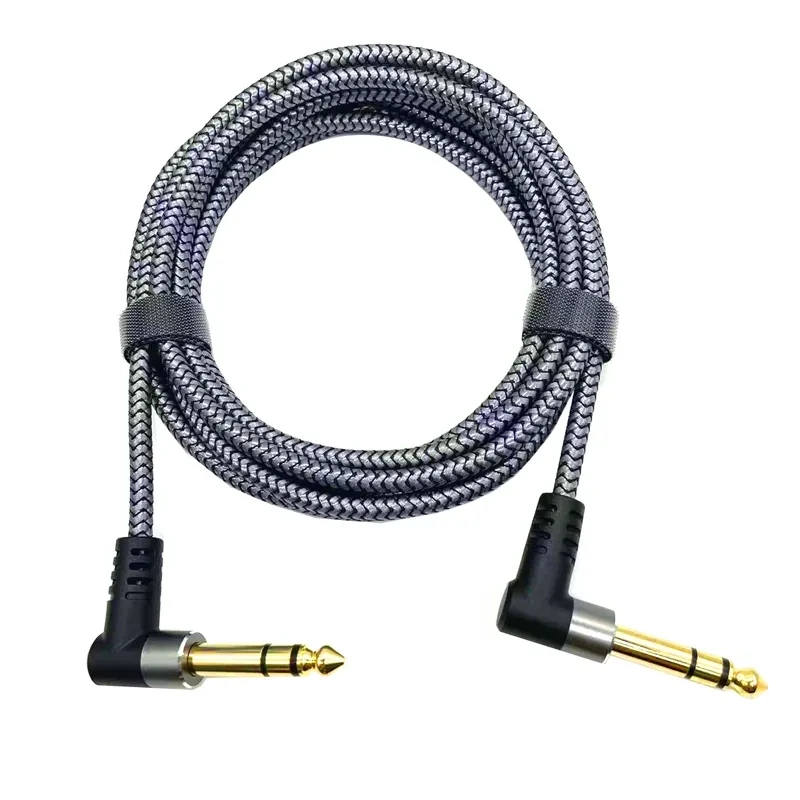 90 degrees 6.35 mm (1/4) TRS to 6.35 mm (1/4) TRS stereo audio cable male to male straight for electric guitar, bass, mandolin