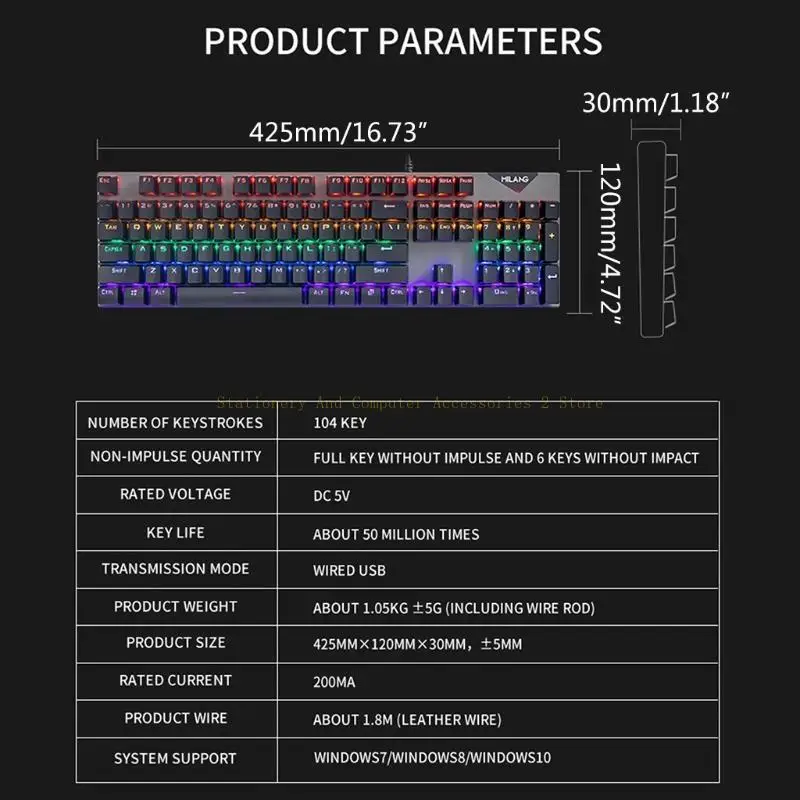 104 Keys Gaming Keyboard RGB إضاءة خلفية سلكية سلكية قابلة للبرمجة لأجهزة الكمبيوتر الشخصي #6
