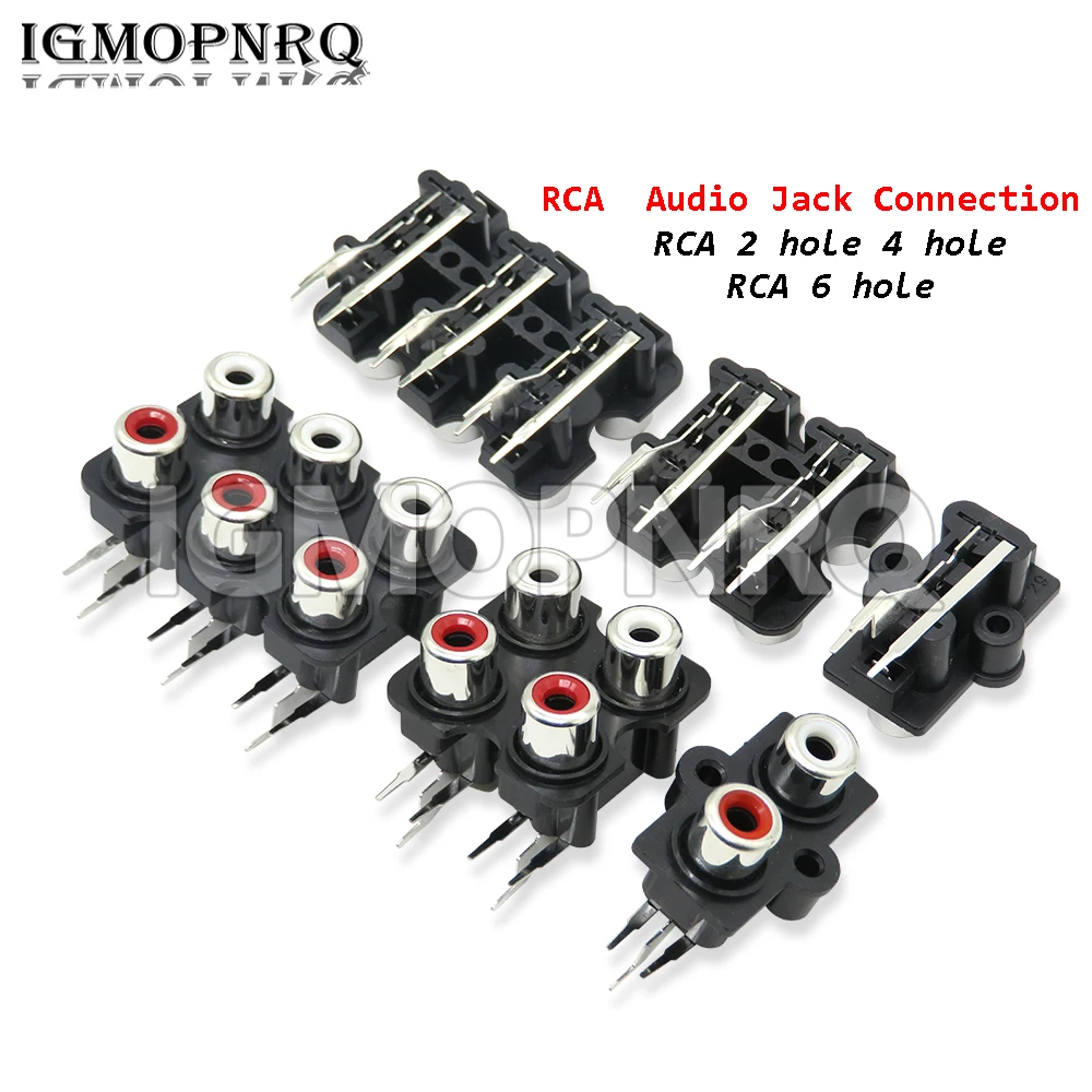 5PCS RCA Female Stereo Audio Jack 2/4/6 Holes AV Audio Input Socket Connector Lotus Row Amplifier Interface Signal Connection