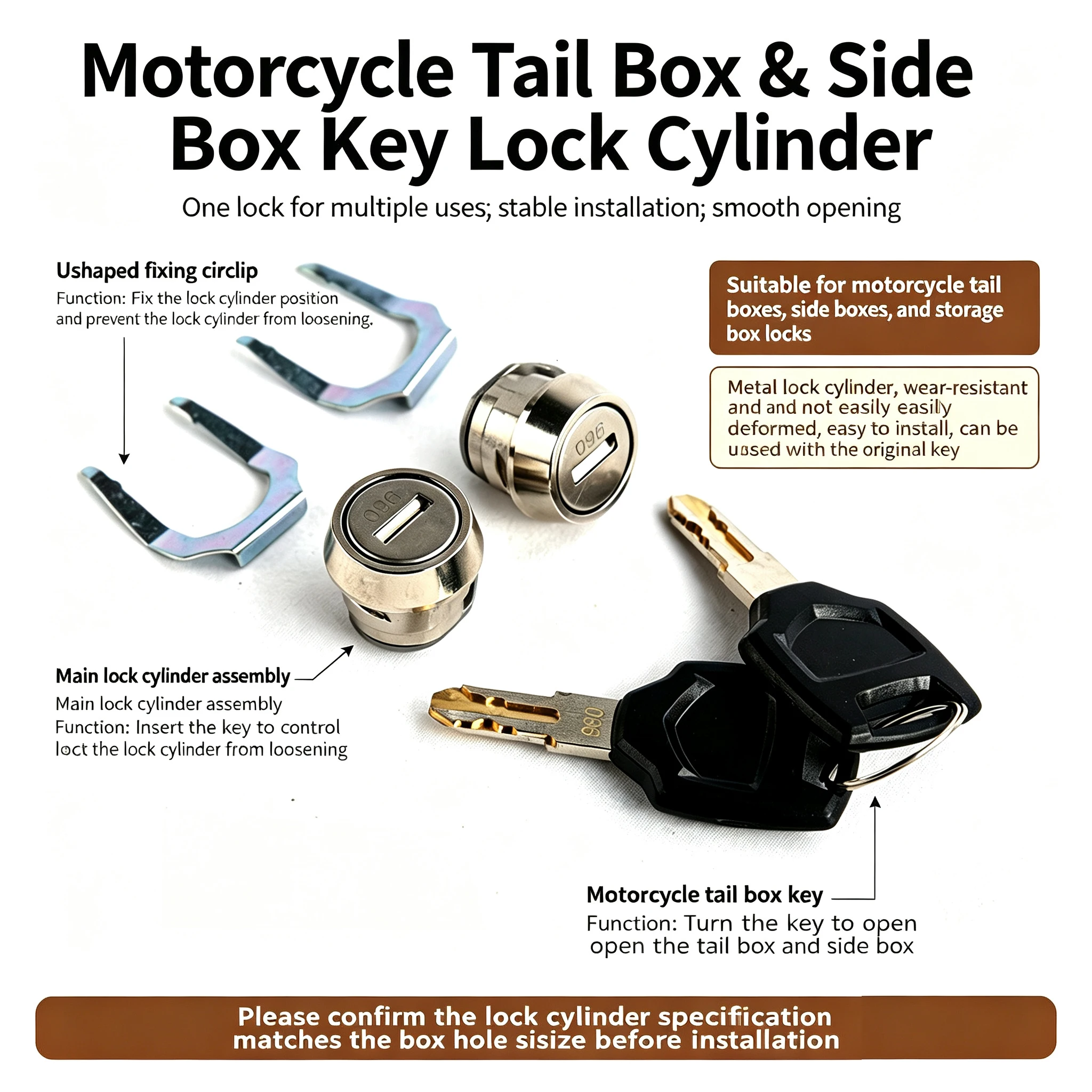 One Key Can Unlock Multiple Locks Motorcycle Side Box Top Box Key Luggage Trunk  Key Lock Accessories Replace