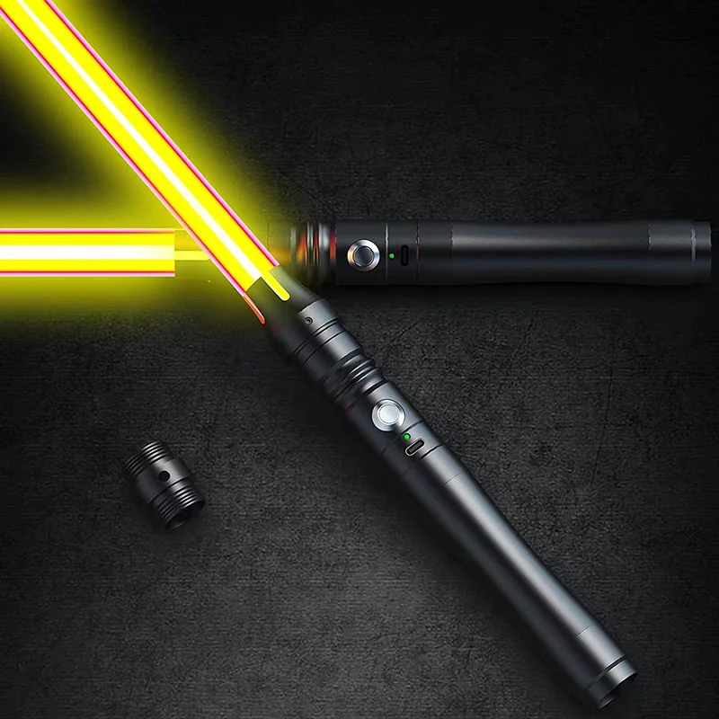 Double-edged Lightsaber RGB 7 Colors Change LED Laser Sword Two In One Switchable Saber Sound Full Metal Handle Cosplay Gift