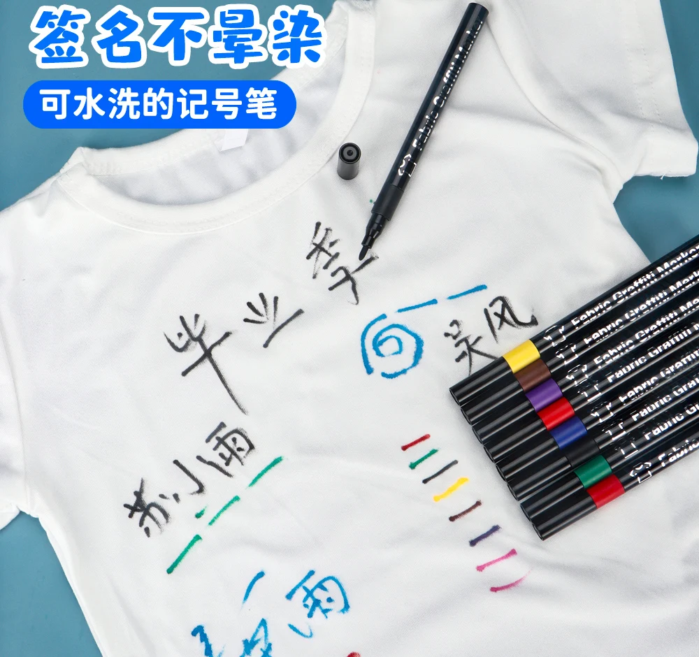 6/8/12/24/30 farben Stoff Marker Stifte Wasserdicht Farbige Marker Stift Für Künstler Rock Malerei Glas keramik Stoff DIY Karte Stift – Detail 7