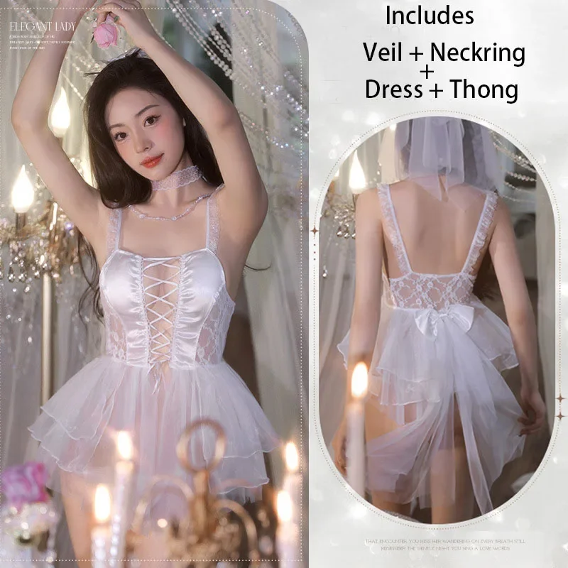 

Sexy Female Lingerie Women Bride Cosplay Wedding Dress Lolita Skirt Lace Underwear Role Play Maid Bodysuit Cosplay Costumes