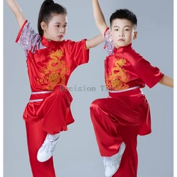 2024 classic kids wushu training clothing chic sequin chinese simple style kungfu set unisex student tai chi performance garment