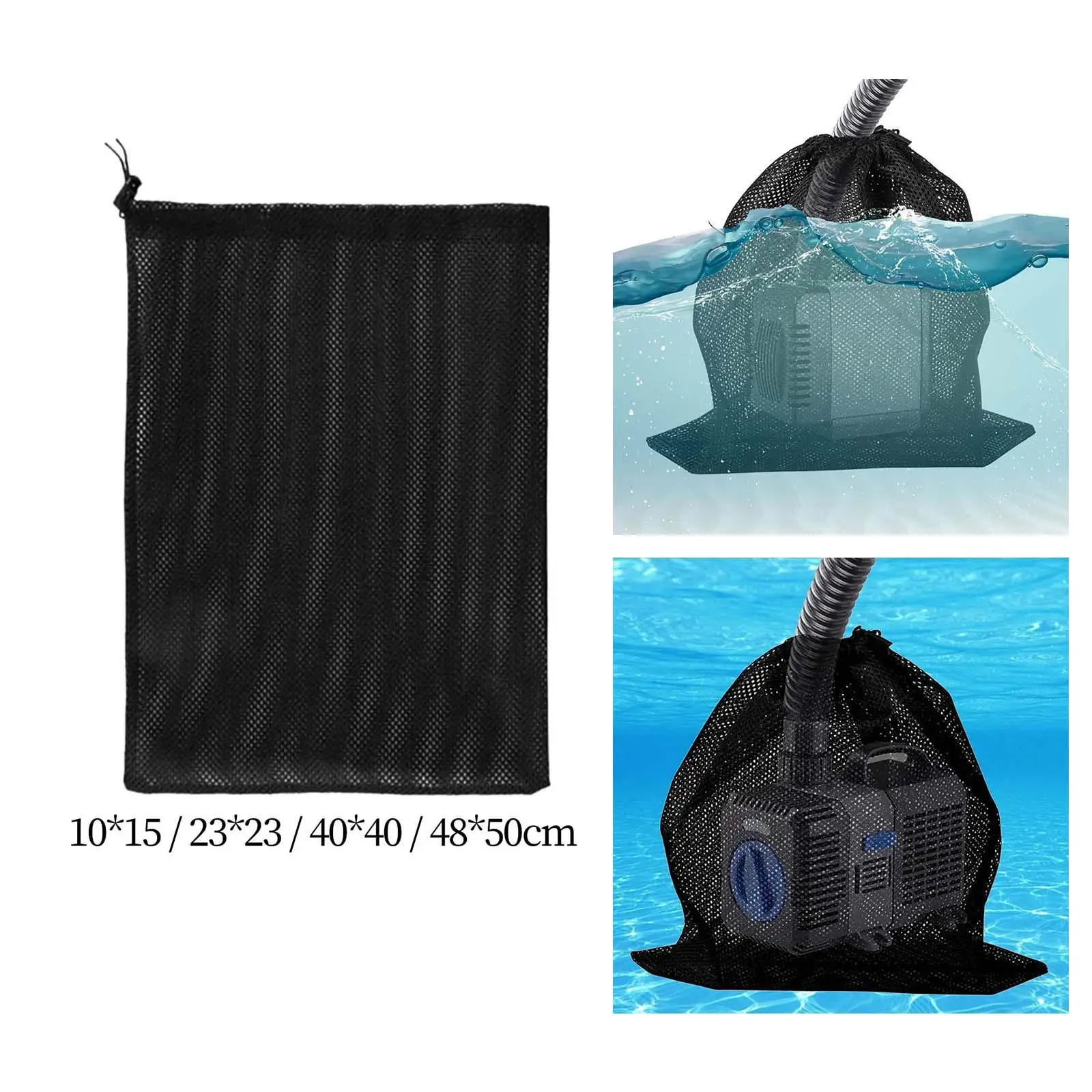 Thickened Mesh Drawstring Bag Sturdy Portable Water Pump Filter Net for Swimming