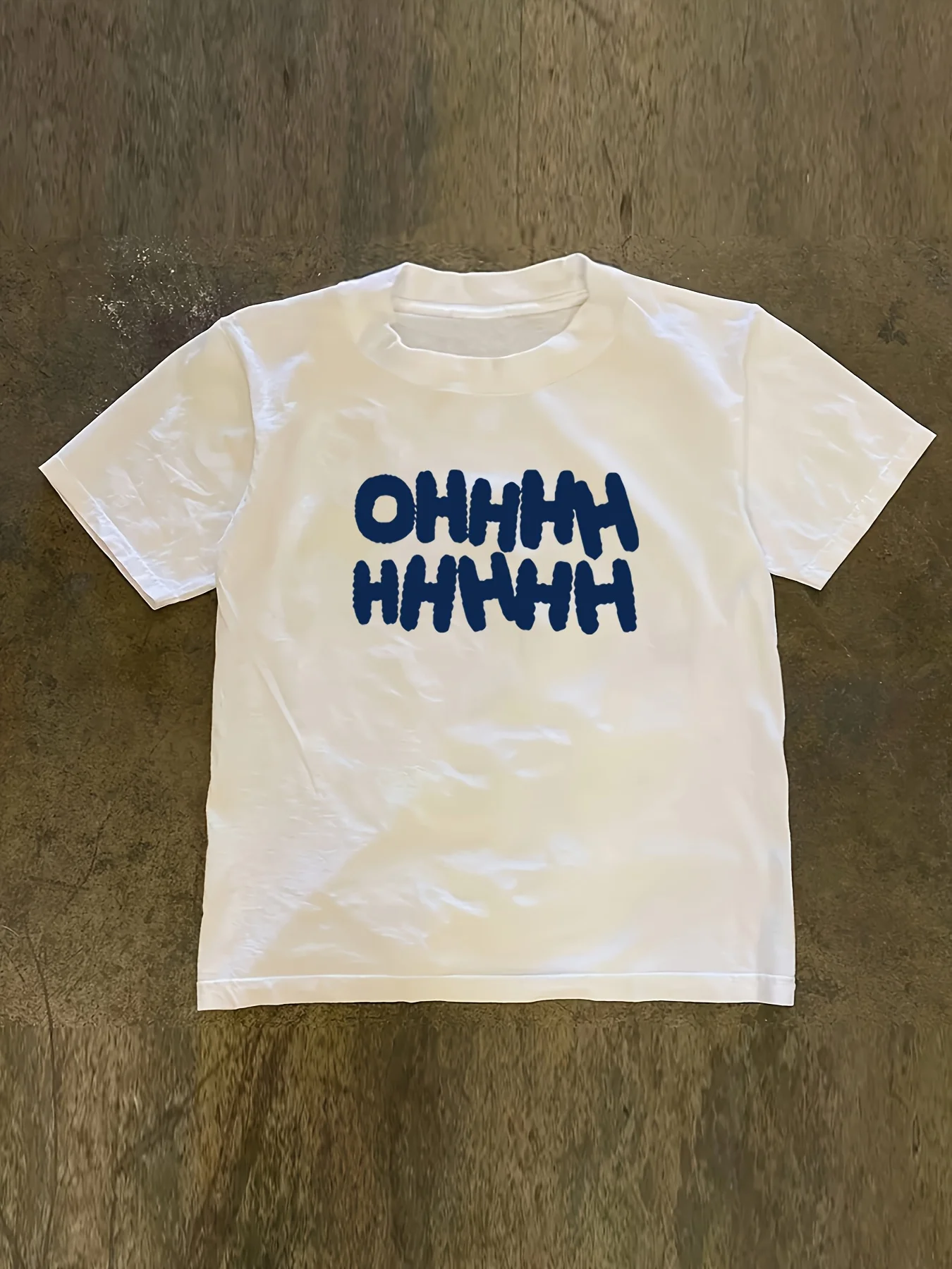 

Children's Y2K retro graphic T-shirt white with blue letter print loose short sleeve summer top casual girls and boys tee