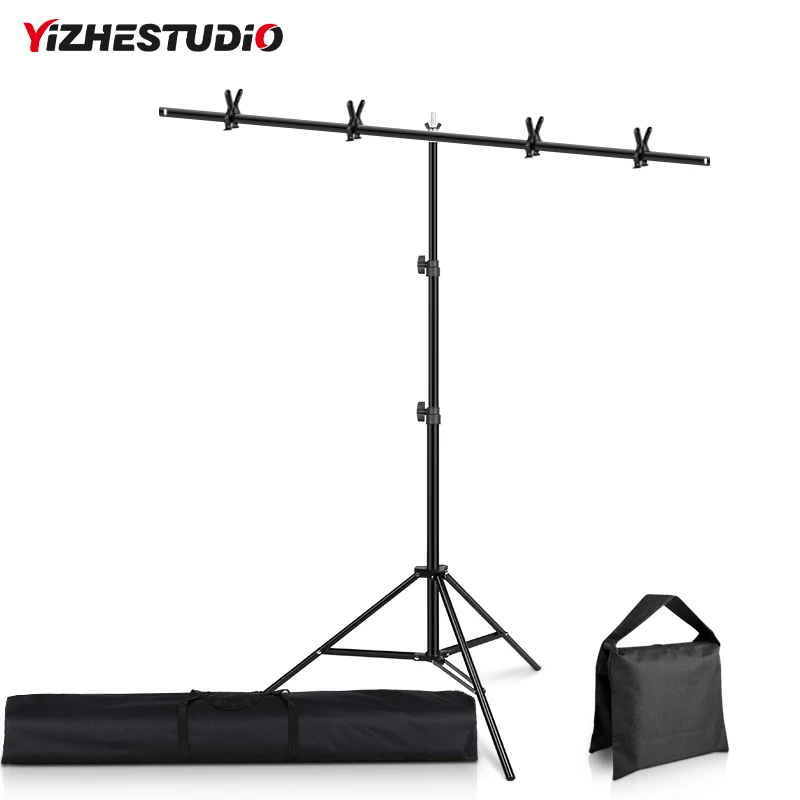 Photo Studio T-Shape Background Tripod 2M/2.6M Height Adjustable Photography Backdrop Support System For Chroma Key Green Screen