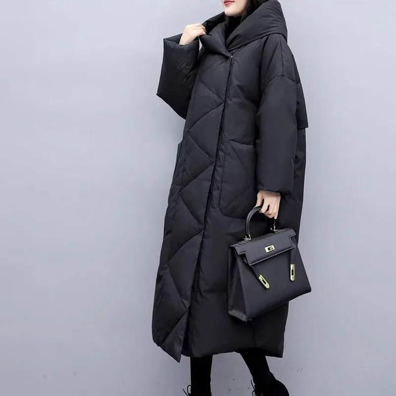 Korean Loose Plus Size Mid-Length Cotton-Padded Jacket Fashion Thicke Warm Parka Winter New Down Cotton Jacket Women's Overcoat