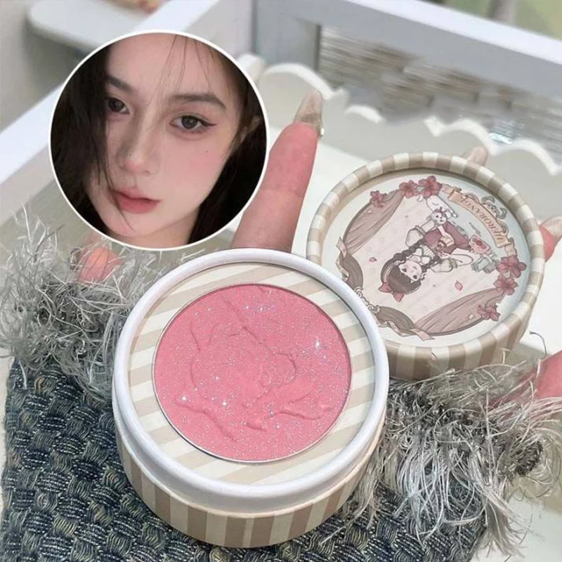 6-Farben matt Relief erröten natürliches Gesicht tragen helle Pflege Rouge Platte Samt koreanischen nicht fliegenden Puder Lidschatten Make-up