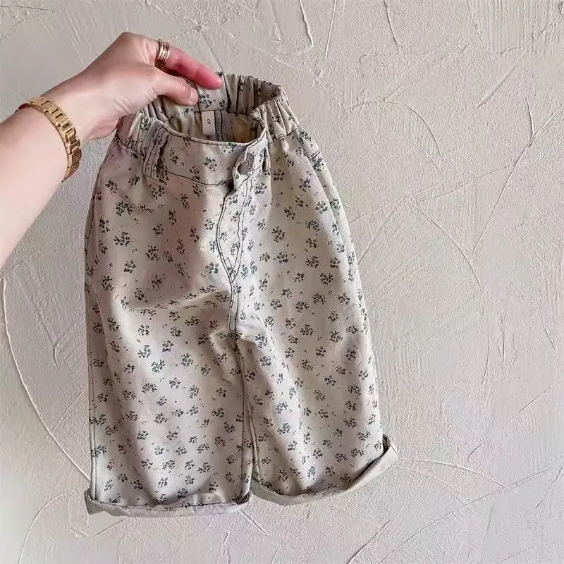 2026 Autumn Kids Pants Floral Girls Trousers Chidren Clothes Fashion New Style 2-6Y