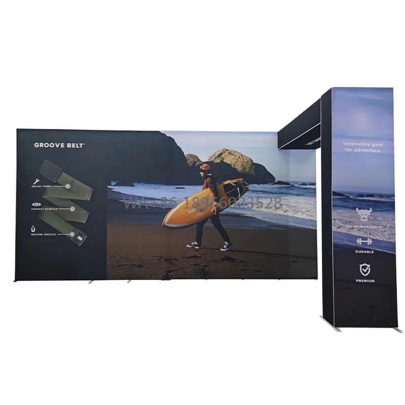 Présentoir de cabine d'exposition commerciale pliante en aluminium, tissu de Tension 10x10 pieds ou 10x20 pieds pour exposition