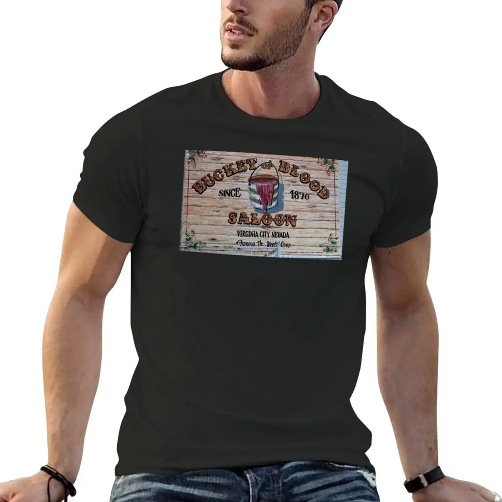 Bucket of Blood Saloon 1876,Virginia City, Nevada, By DAM Creative T-Shirt street wear Louboutins shirts men graphic