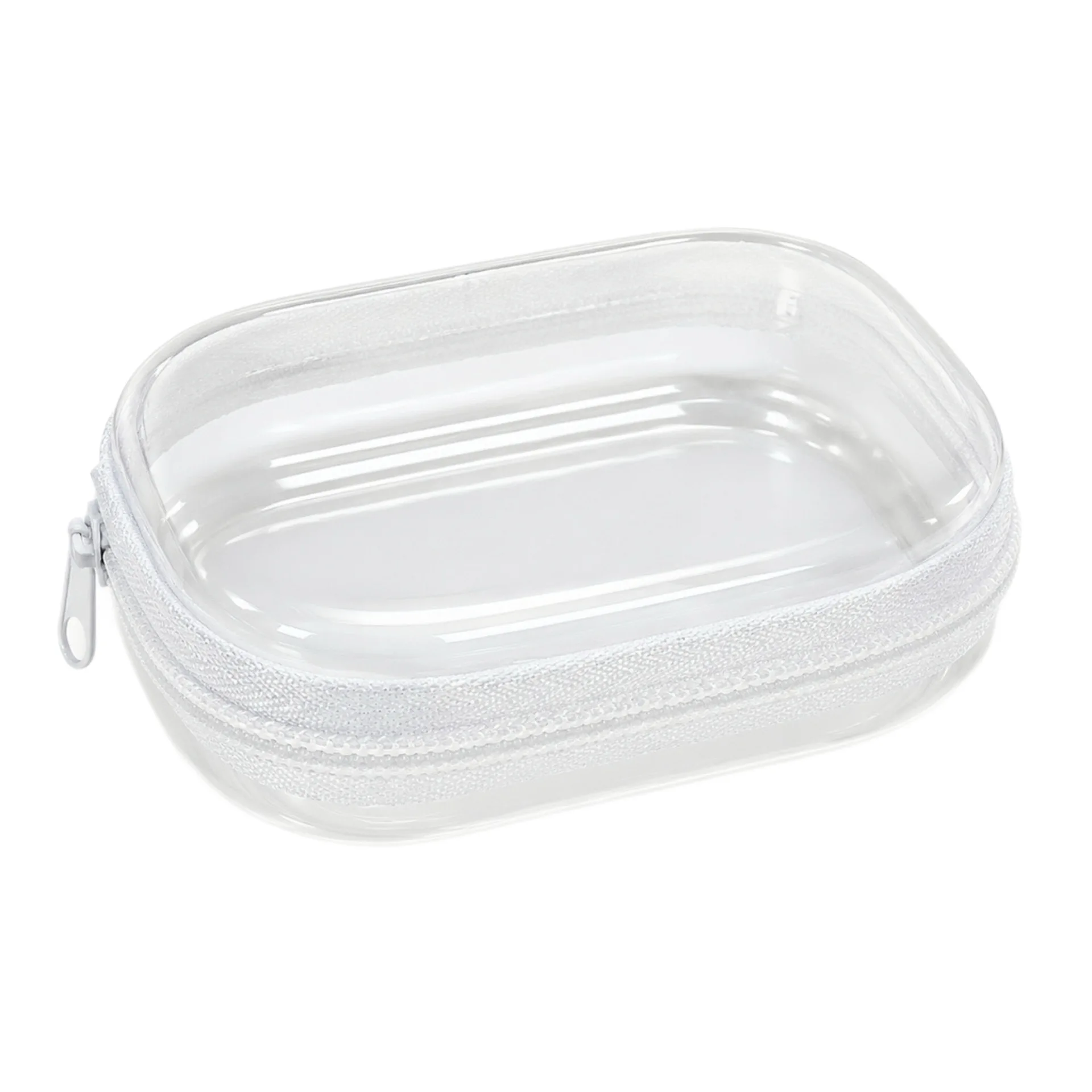 Mini Portable Zipper Case with Transparent Hard Shell, Small Item Organizer Box, Storage Pouch for Hair Ties and Earrings