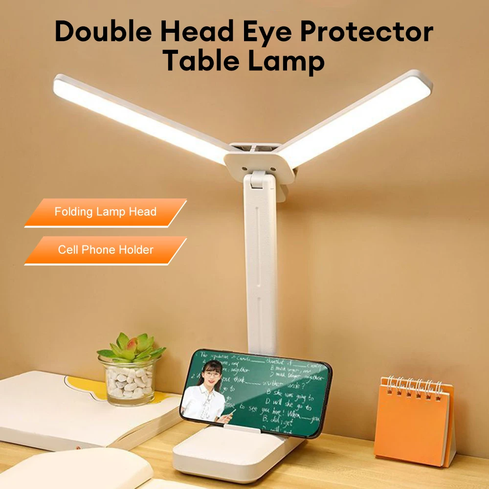 LED Desk Lamp 3 Levels Dimmable Touch Night Light Rechargeable Reading Lamp Eye Protection Foldable Table Lamp for Bedroom