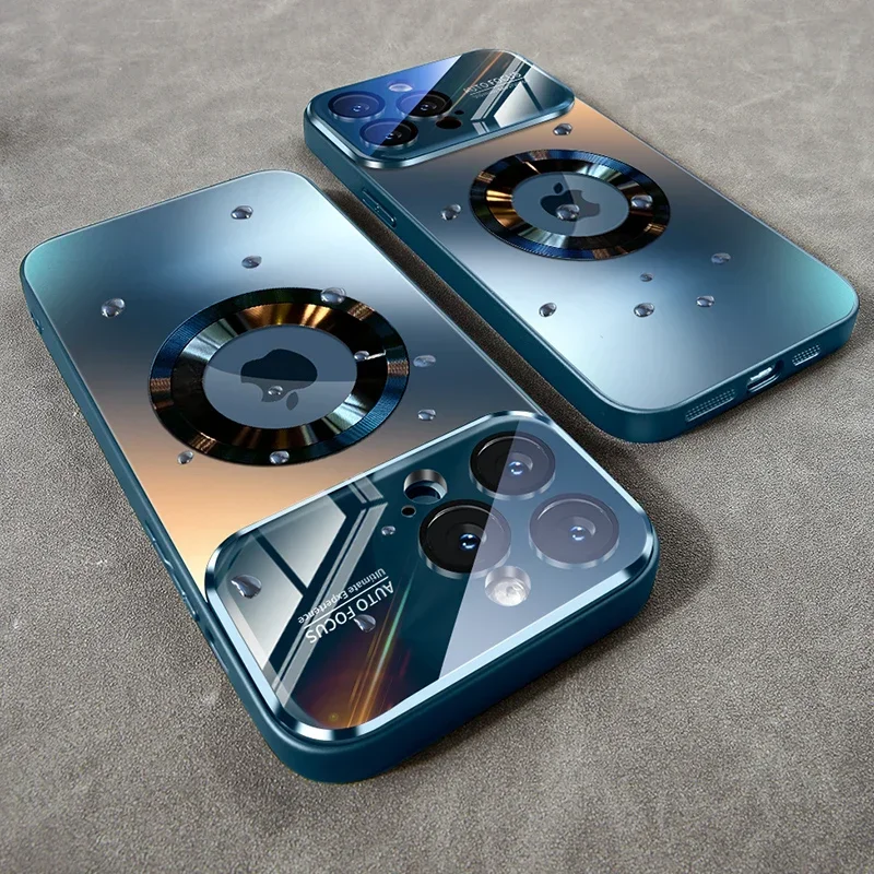 Luxuriöse Titan-Metallic-Farbige Magnetische Handyhülle für iPhone 17 16 15 14 13 11 Pro Max für Magsafe Kabelloses Laden