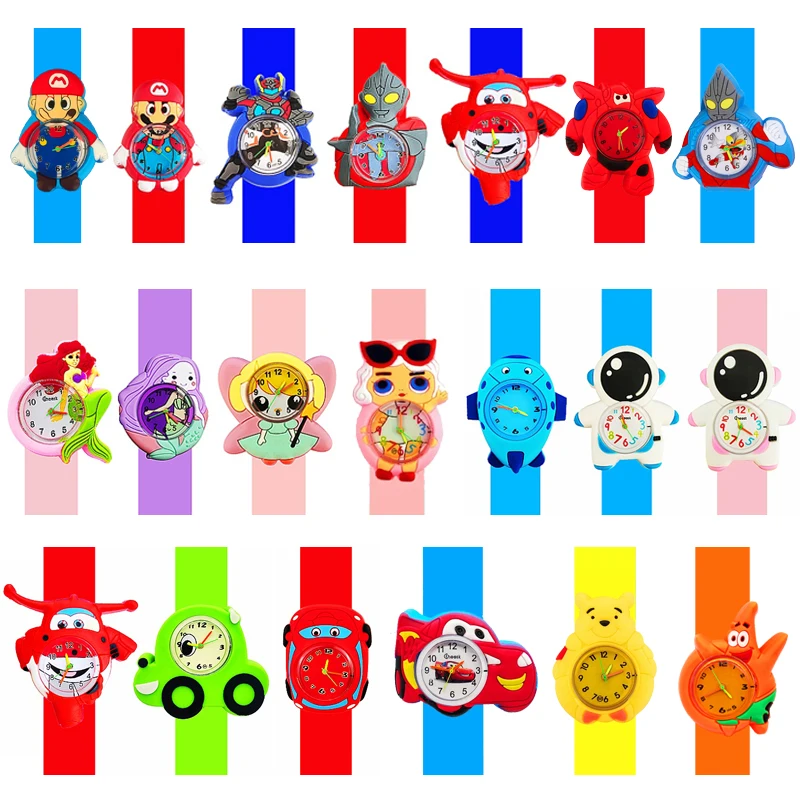 Baby Watch 3D Cartoon Kids Birthday Gift Old Girl Boy Children Study Time Toy Watch Clock Free Spare Battery