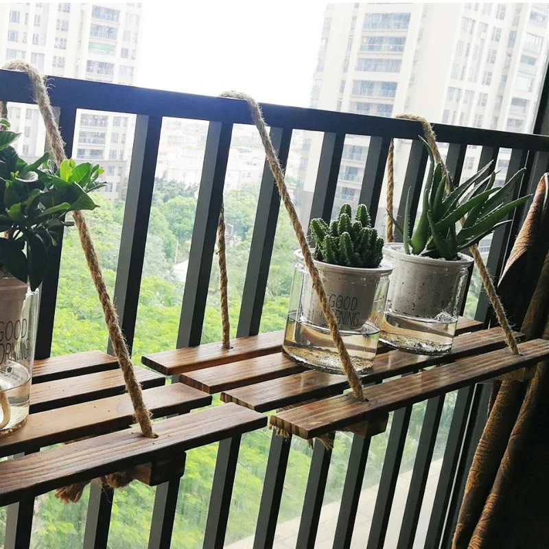 Balcony Railing Flower Pot Hanger, Window Hanging Flower Rack, Anti-theft Window Shelf, One-line Partition Wall Shelf