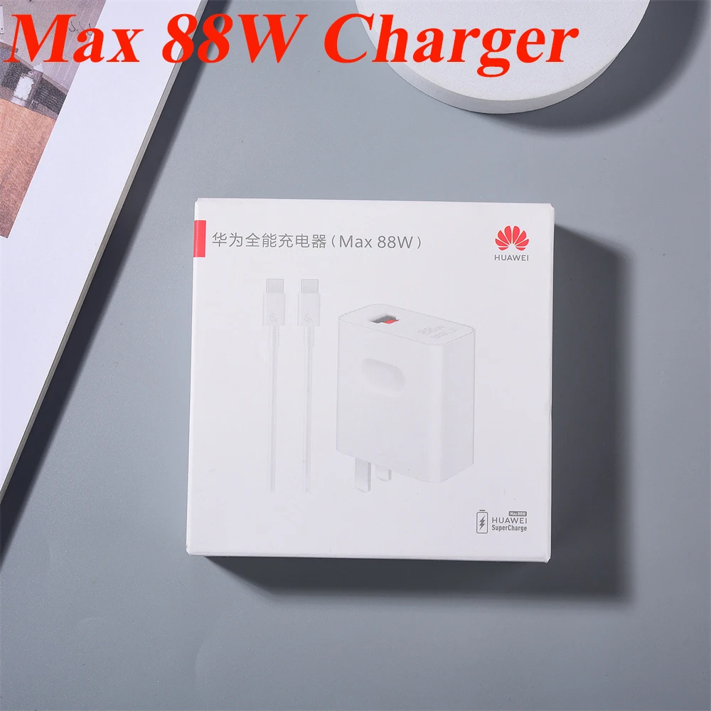 Универсальное быстрое зарядное устройство Huawei, макс. 88 Вт, суперзарядка, поддержка PD QC, быстрая зарядка для Huawei/iPhone/iPad/Mac с кабелем 6A C-C