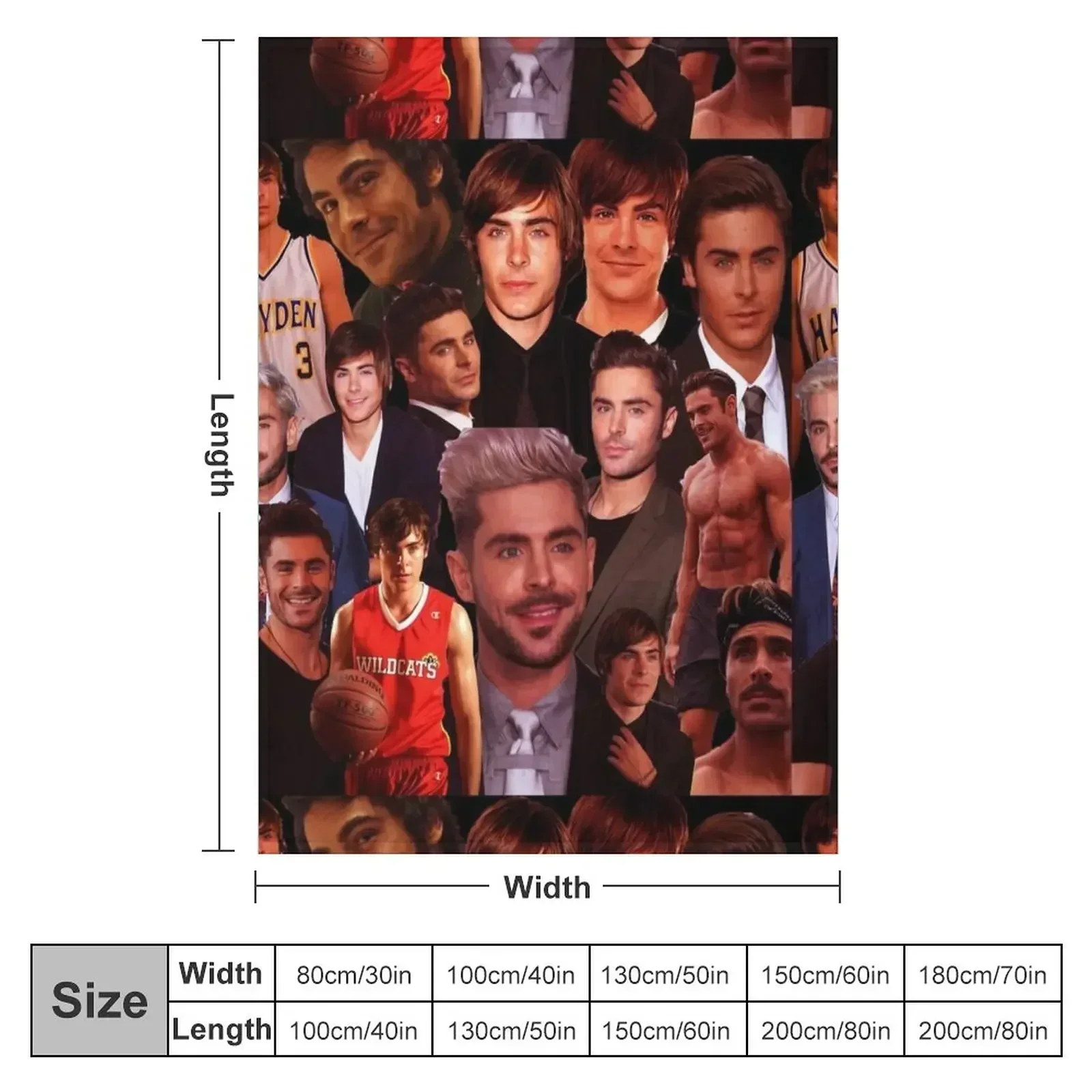 Zac efron collage design poster 2020 Throw Blanket couch cozy soft plush fuzzy picnic outdoor blanket