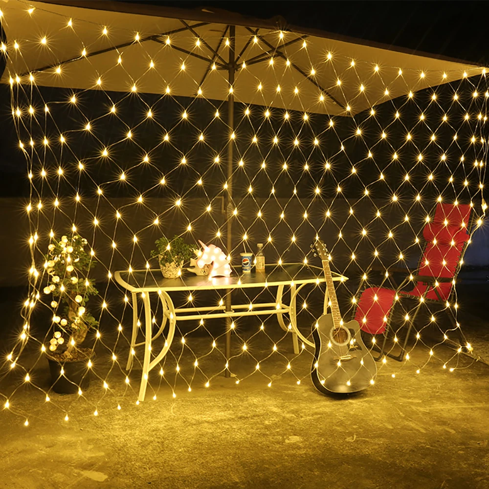 Imagem -02 - Impermeável Led String Light 96leds Modos Plug ue 220v Net Festival Decoração de Natal Ano Novo Cerimônia de Casamento