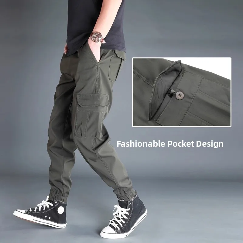 Retro Japanese Style Loose Fit Men's Work Trousers Spring Autumn Wear Resistant Dirt Easy to Clean Long Pants Casual Style