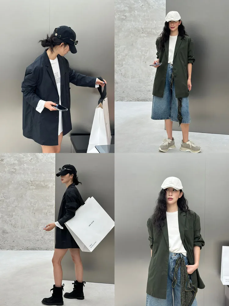 

Bodhl Casual Lightweight mat Color Suit Jaet Women's Loose Fit Long Sve Cotton Pure Color Everyday Wear