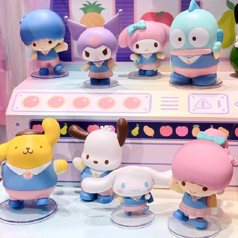 

Back To School Trendy Blind Box Official Pompompurin Kuromi My Melody Figure Set Cute Anime Collectible Desk Decor Gift Kid Toy