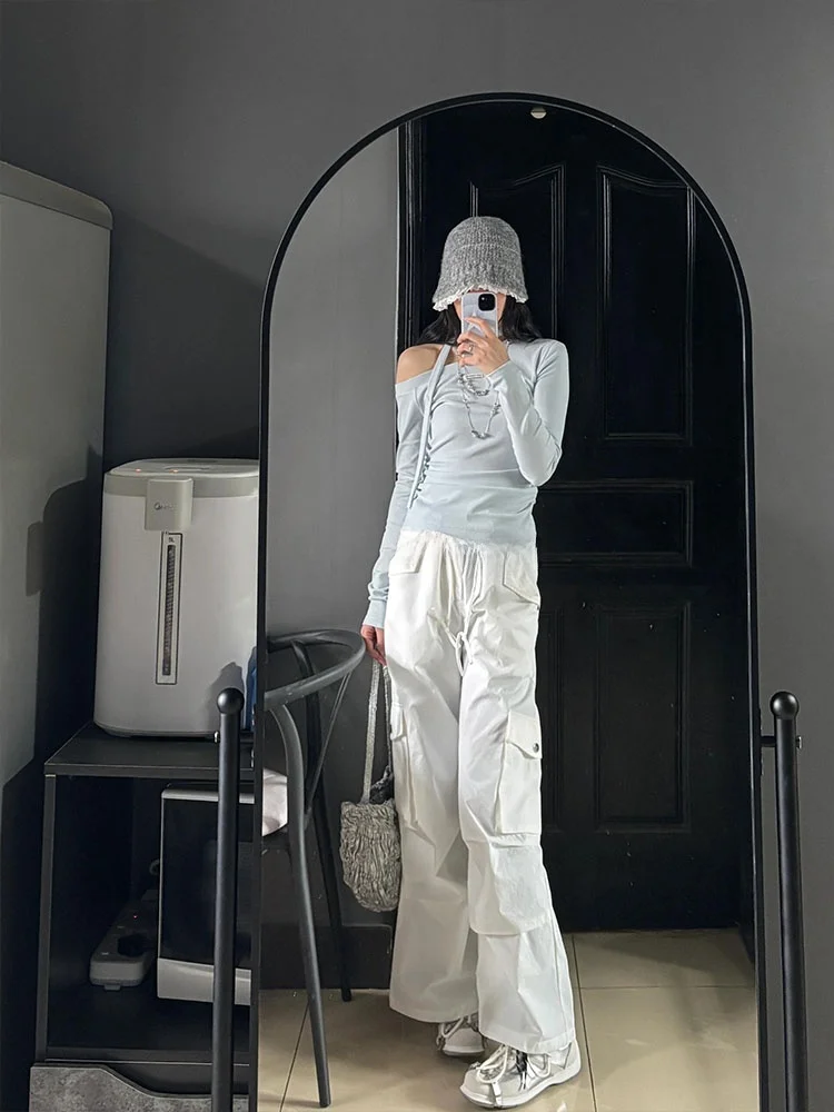 Oulder Bared Long Sve T irt المرأة الربيع الكورية Sle سليم صالح ملابس داخلية قاعدة irt مثير فتاة oulder أعلى